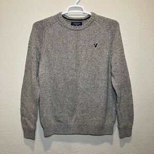 American Eagle Outfitters Men's Gray Crewneck Sweater w/ Elbow Patches